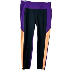 Sweaty Betty Purple Black Colorblock Power Leggings Women Sz 10